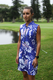 CA Funky Golf Dress | Blue & Beige Floral
