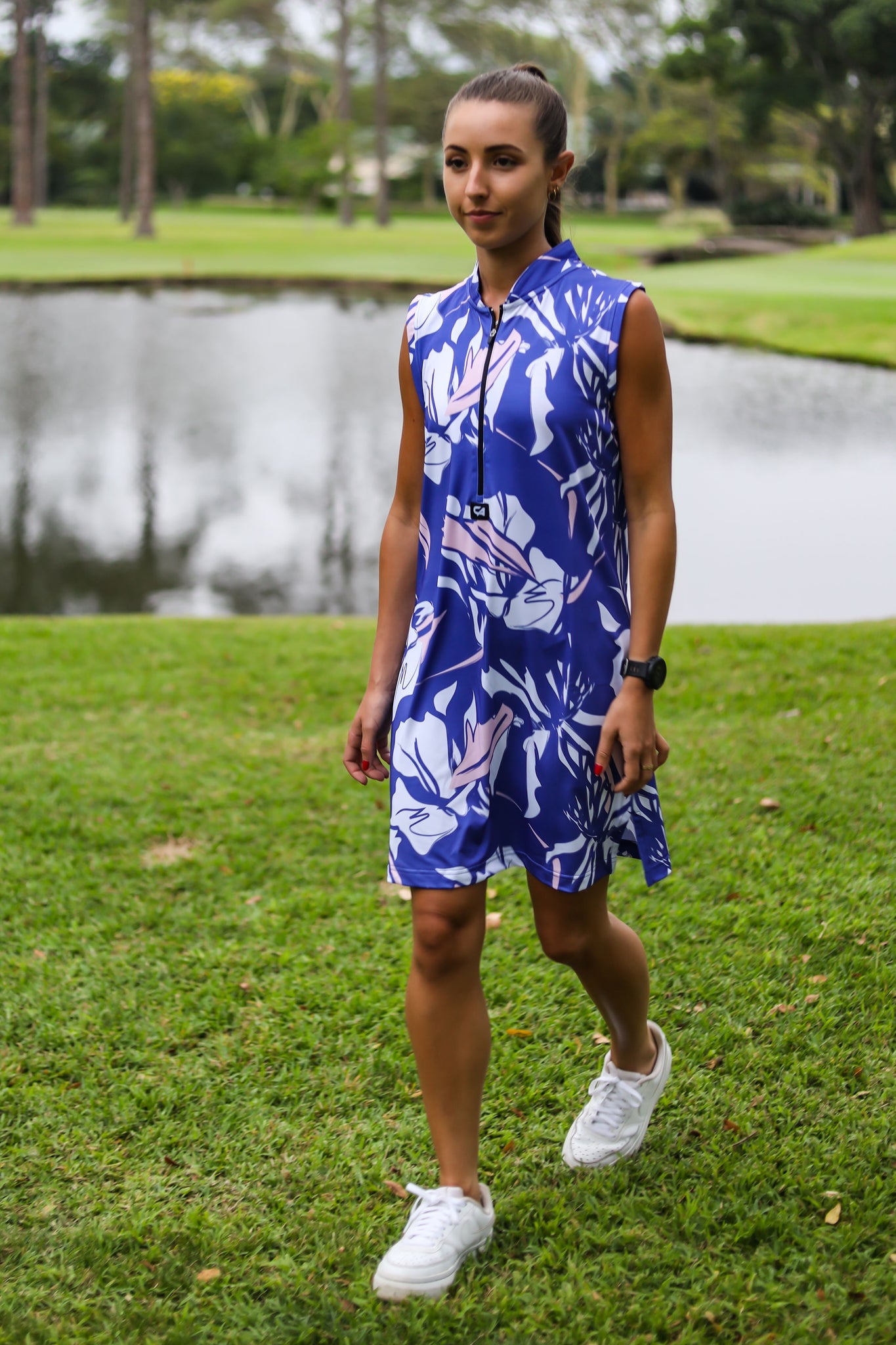 CA Funky Golf Dress | Blue & Beige Floral