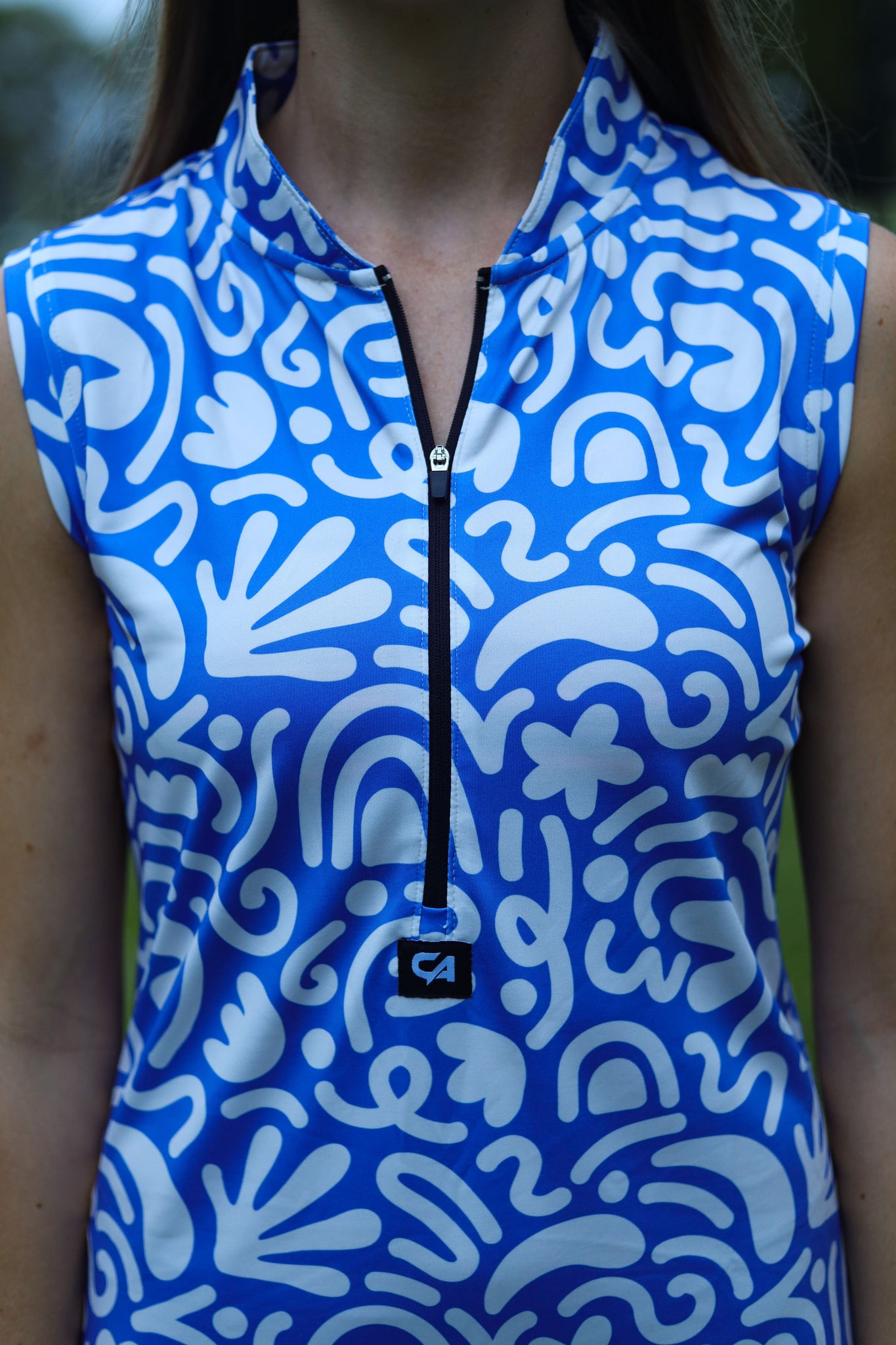 CA Funky Golf Dress | Blue & Beige Squiggles
