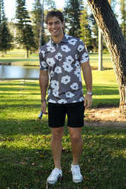 CA Funky Golf Shirt | Taupe Bloom