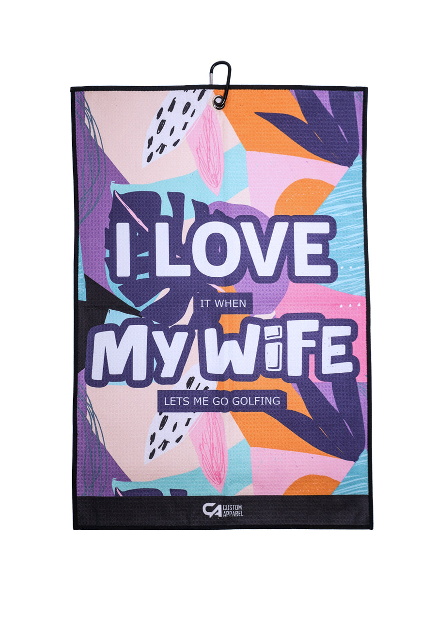 CA Waffle Golf Towels | I Love My Wife