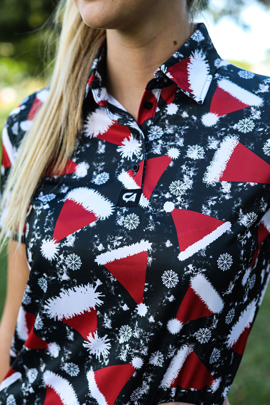 CA Ladies Funky Golf Shirt | Santa's Hat