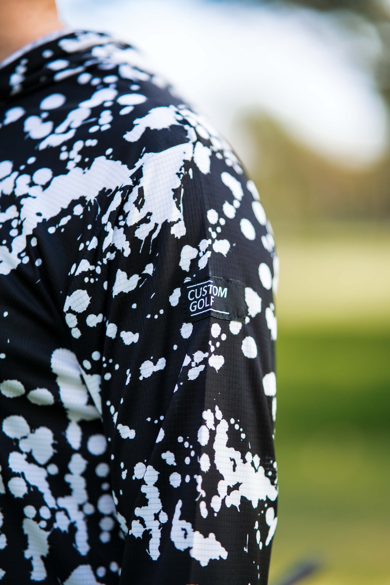 CA Light-Weight Golf Pullover Hoodie  | Black & White Paint Splatter