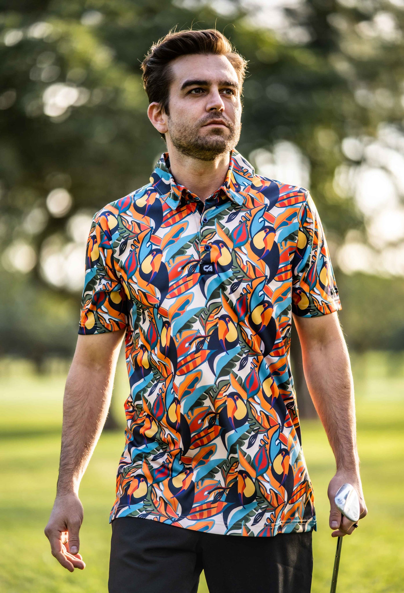 CA Funky Golf Shirt | Sunset Toucans