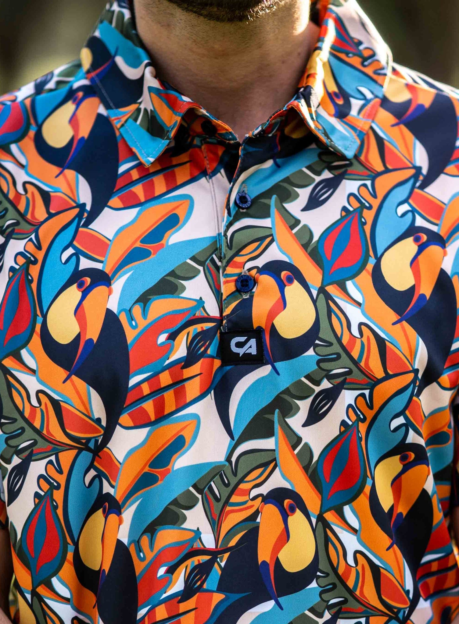 CA Funky Golf Shirt | Sunset Toucans