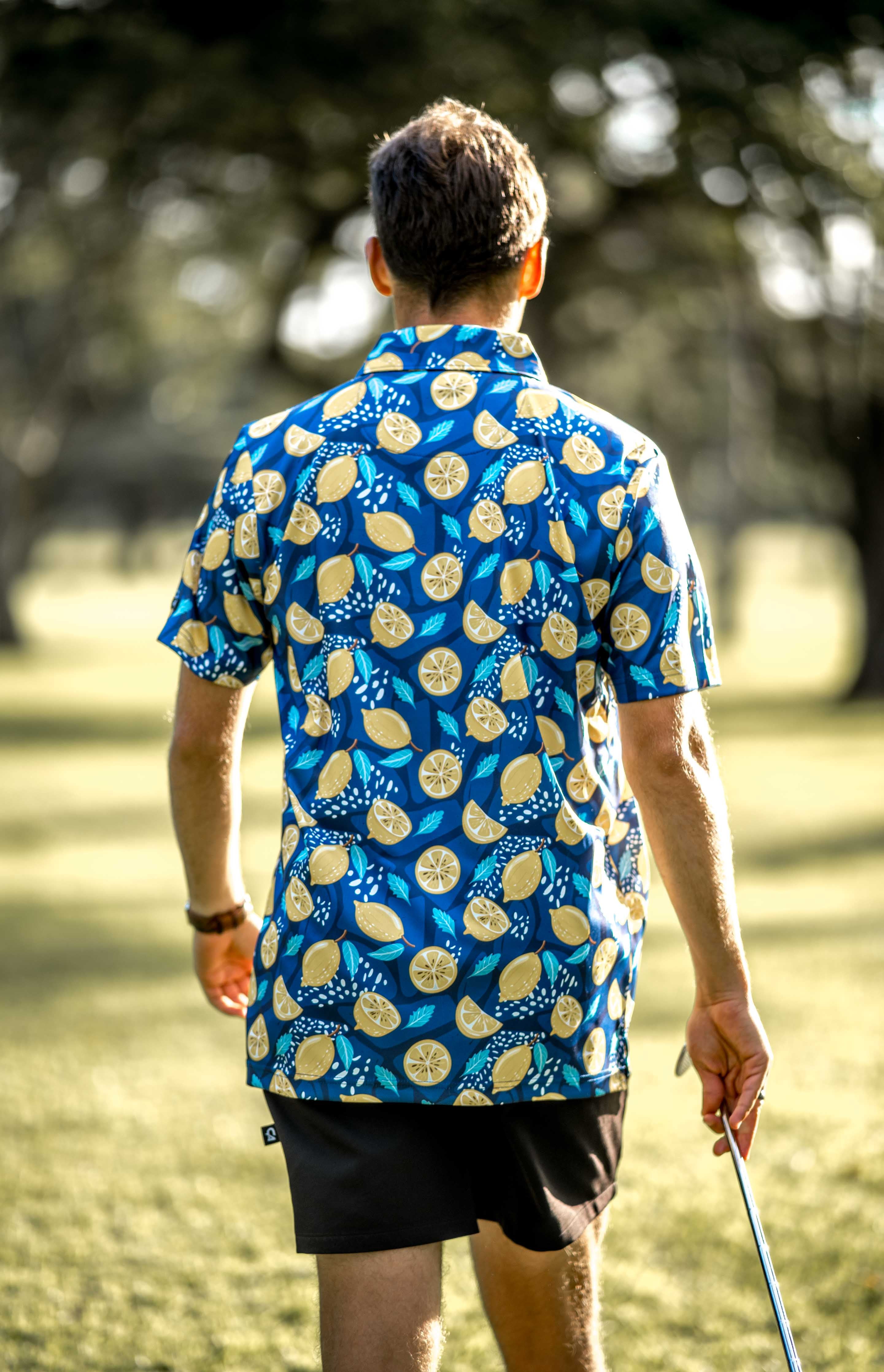 CA Funky Golf Shirt | Navy Lemon Zest