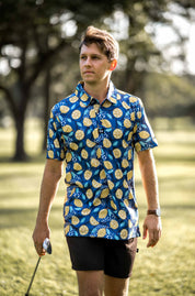 CA Funky Golf Shirt | Navy Lemon Zest