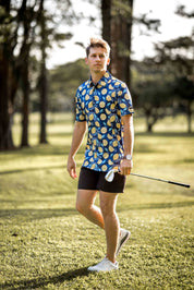 CA Funky Golf Shirt | Navy Lemon Zest