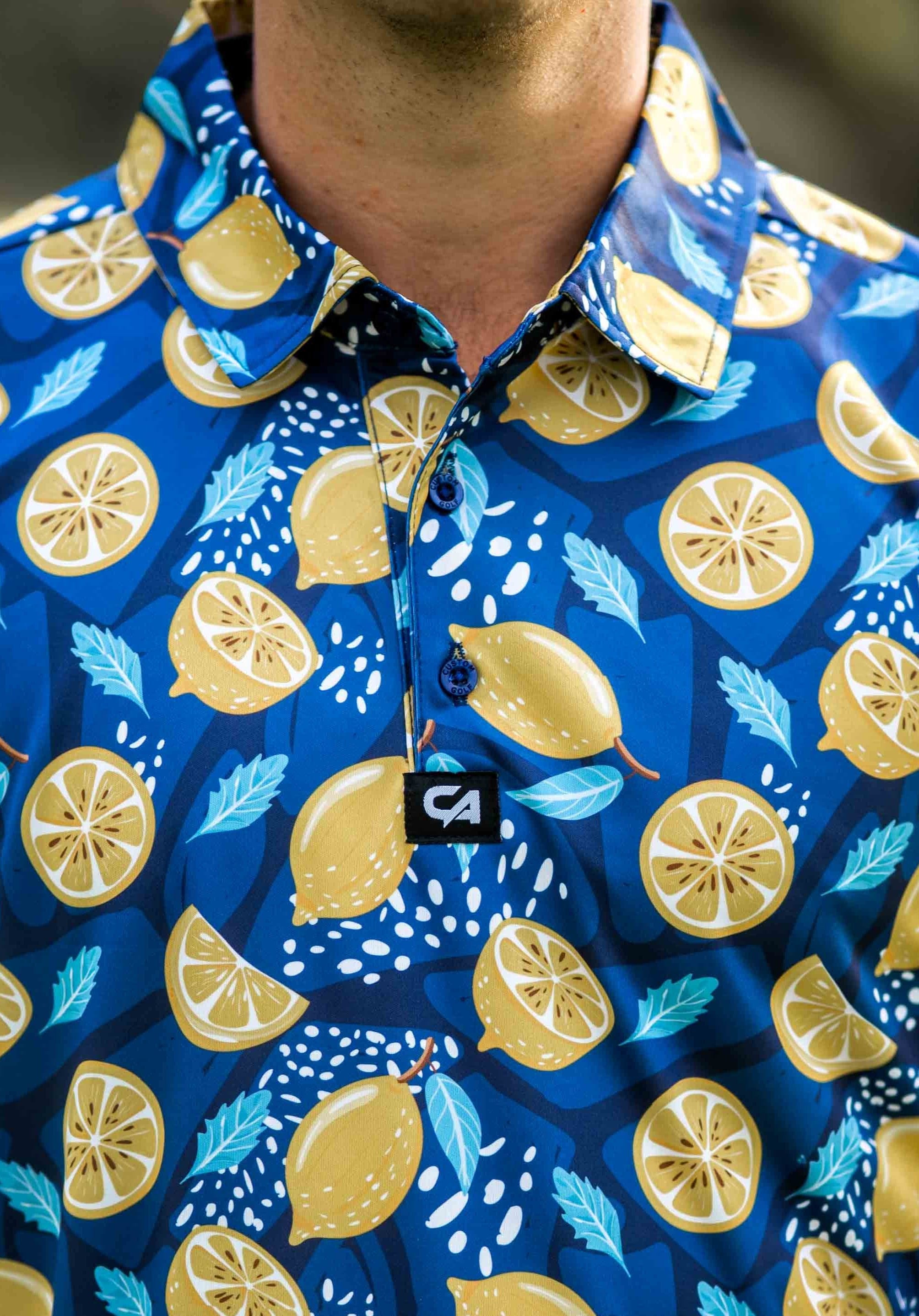 CA Funky Golf Shirt | Navy Lemon Zest
