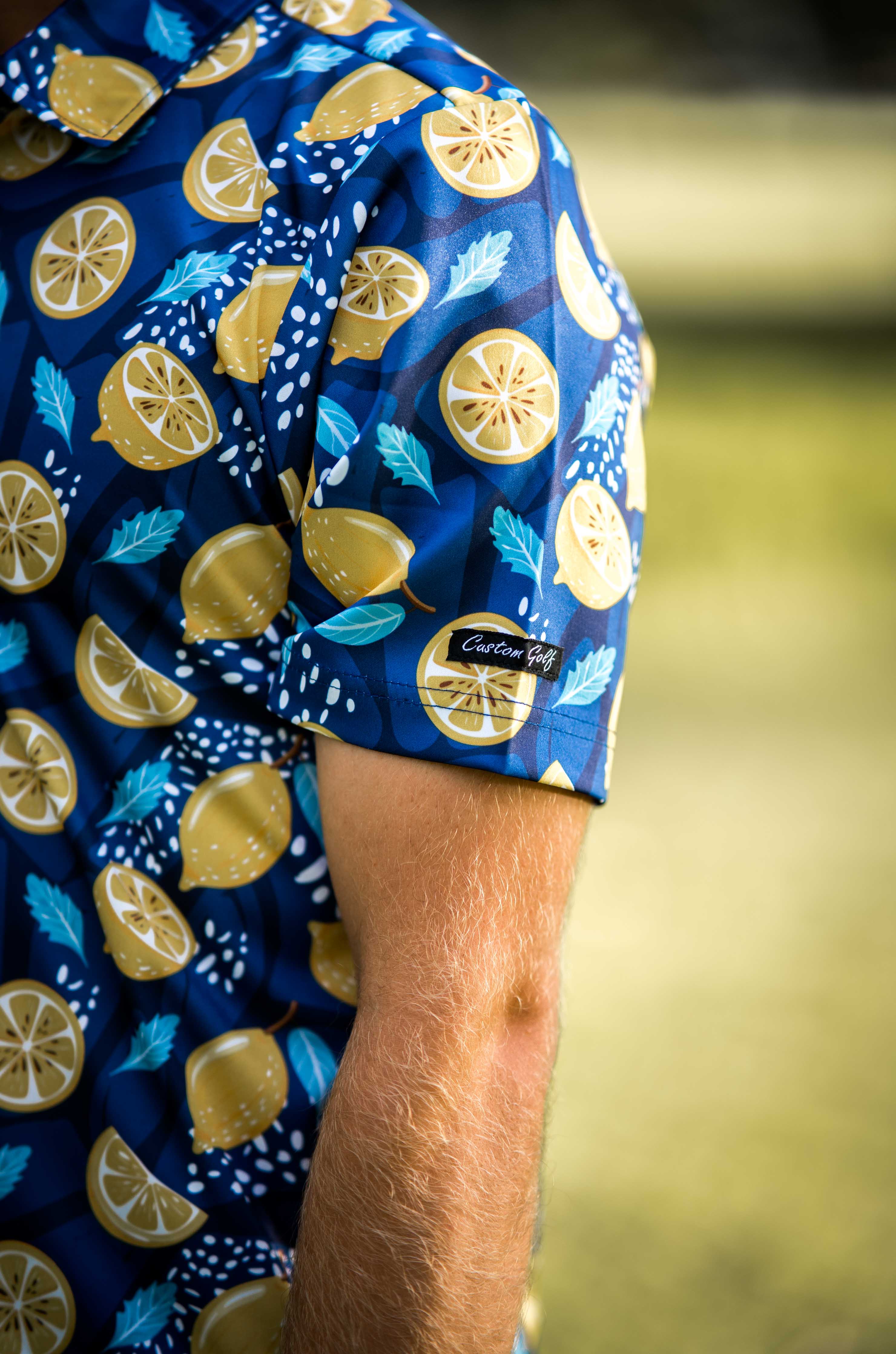 CA Funky Golf Shirt | Navy Lemon Zest