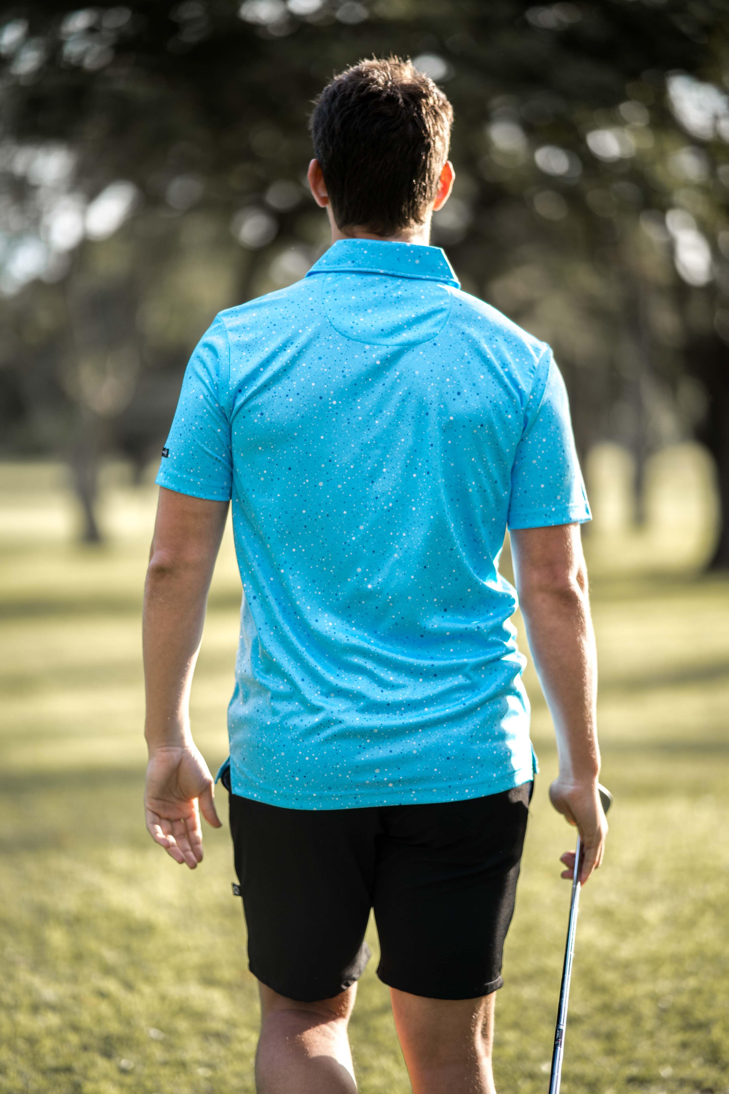 CA Funky Golf Shirt | Blue Paint Splatter