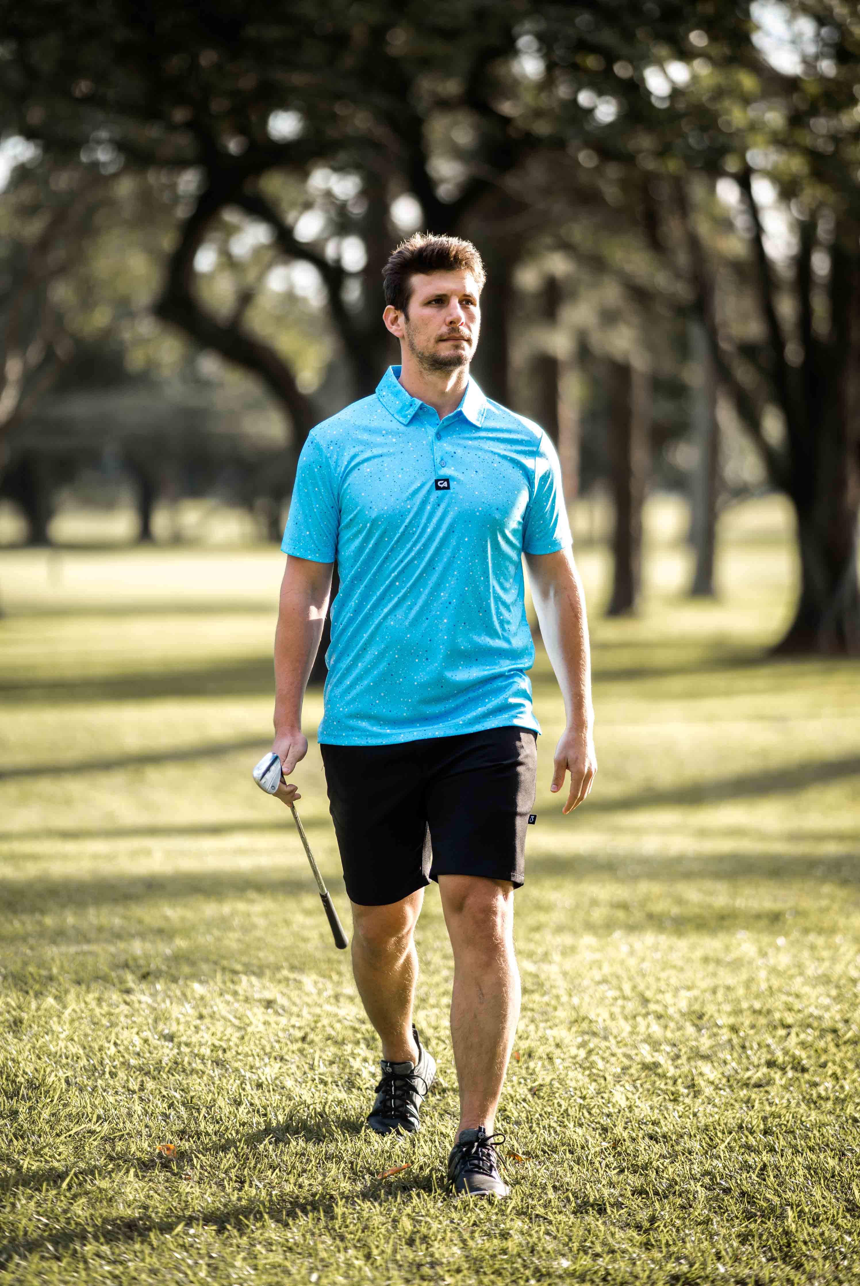 CA Funky Golf Shirt | Blue Paint Splatter
