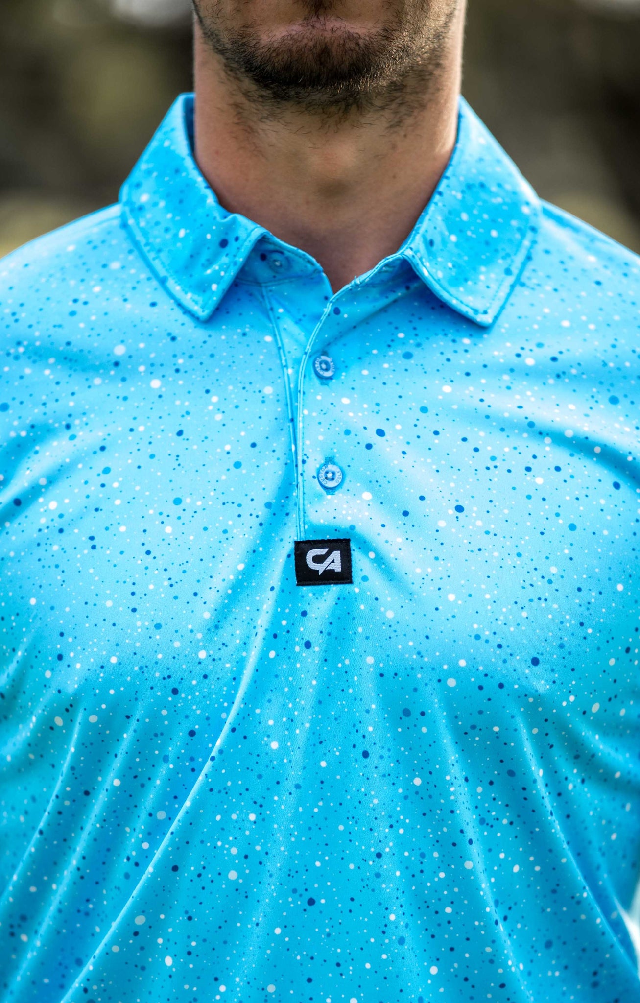 CA Funky Golf Shirt | Blue Paint Splatter