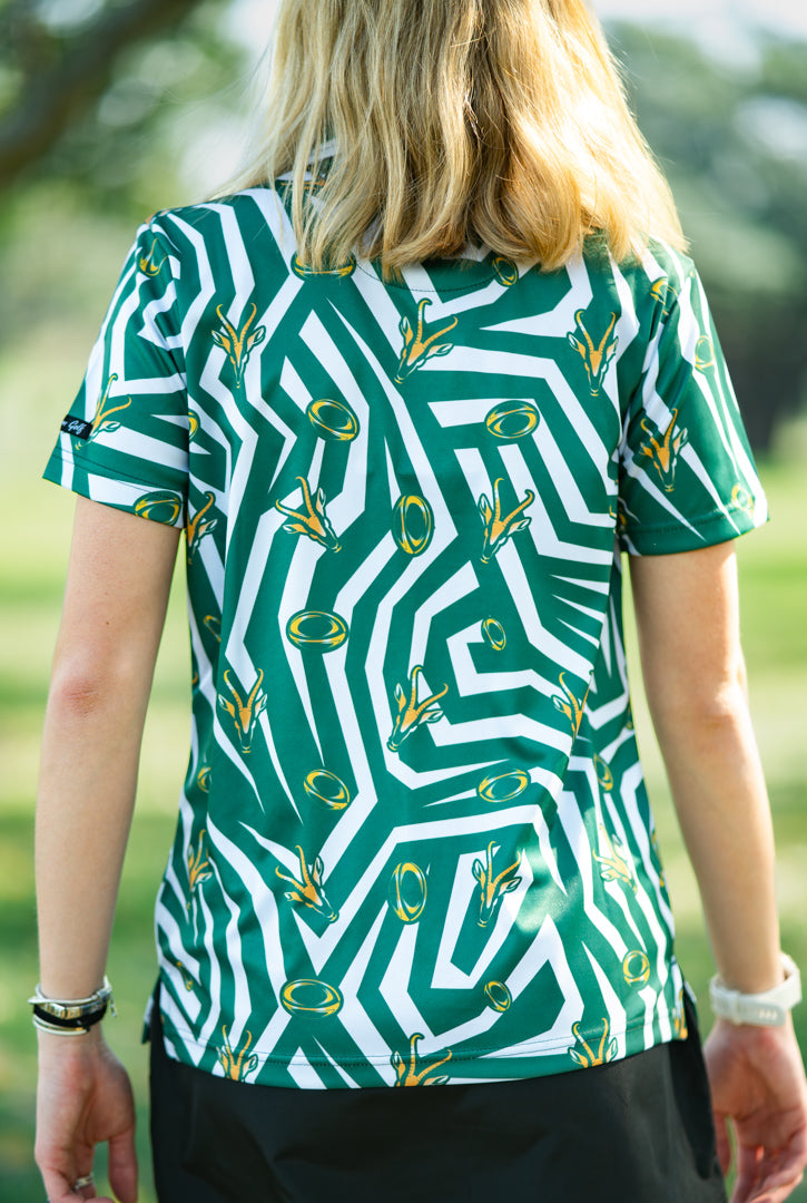 CA Ladies Funky Golf Shirt | Supporters White/Green