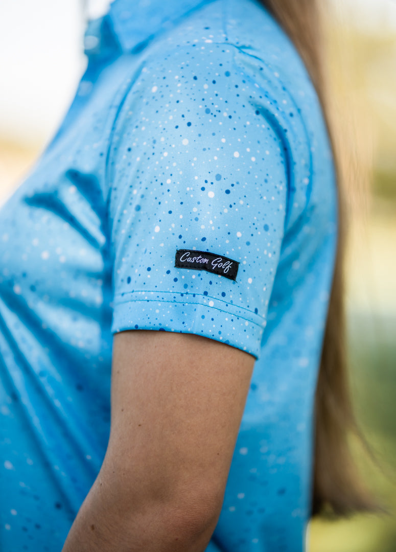 CA Ladies Funky Golf Shirt | Blue Paint Splatter