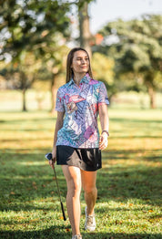 CA Ladies Funky Golf Shirt | Pastel Jungle