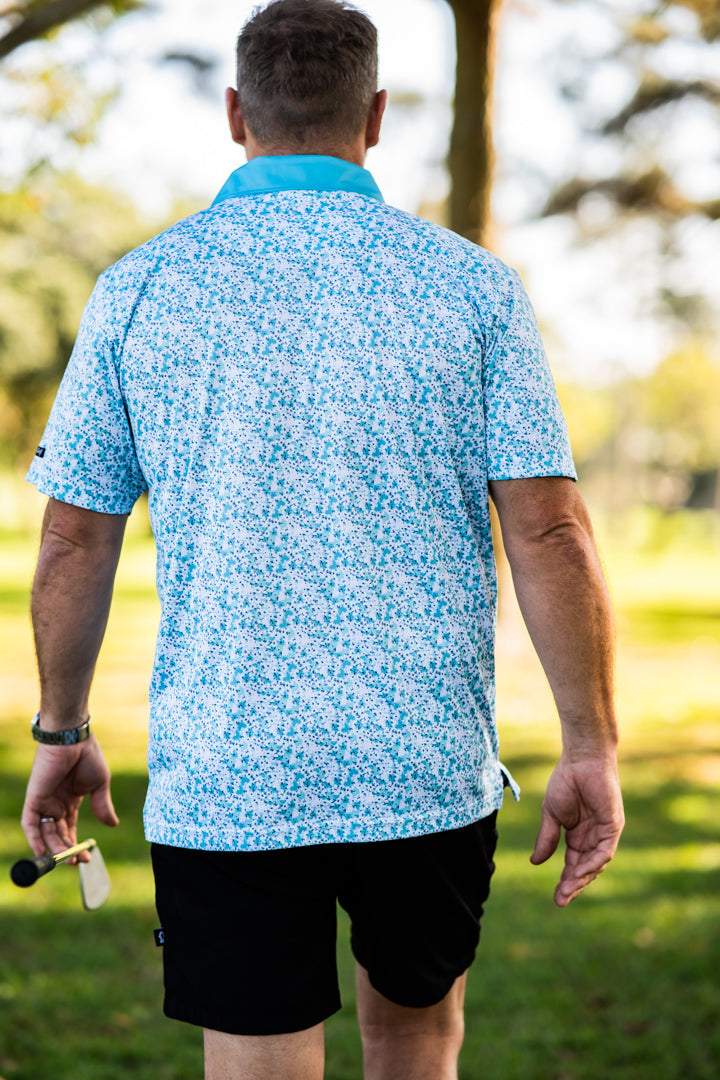 CA Premium Golf Shirt | Aqua Blossoms
