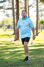 CA Premium Golf Shirt | Aqua Blossoms
