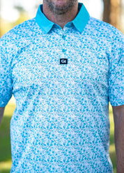 CA Premium Golf Shirt | Aqua Blossoms