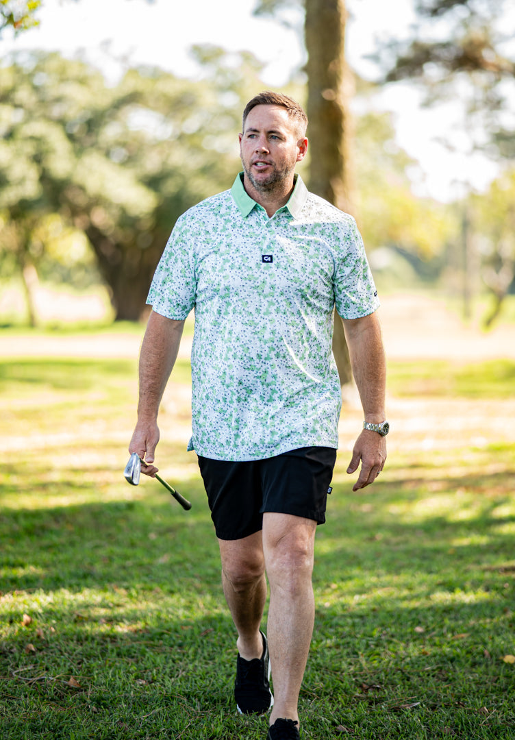 CA Premium Golf Shirt | Green Blossoms