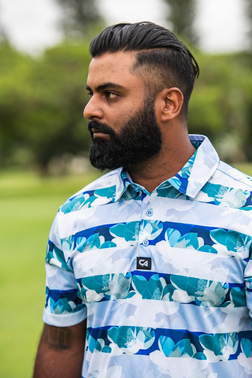 CA Funky Golf Shirt | Striped Floral