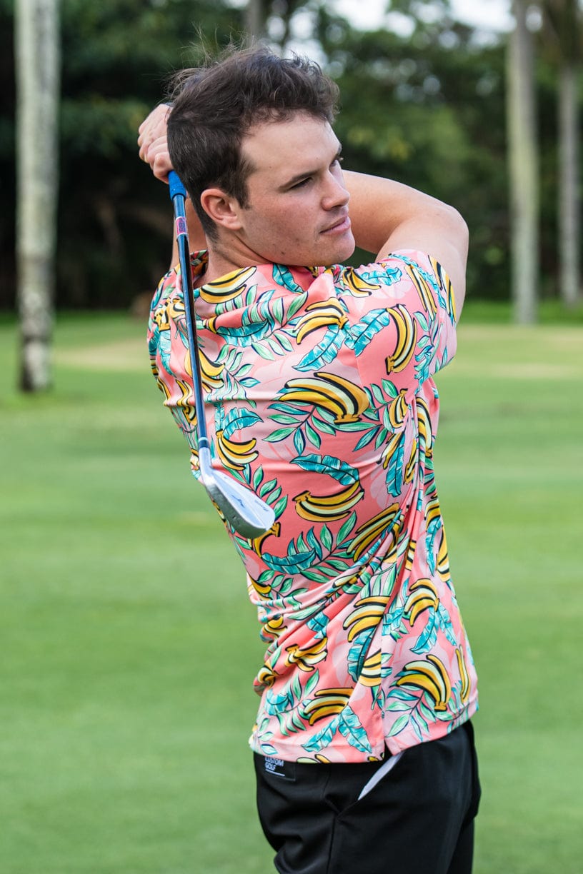 CA Funky Golf Shirt | Coral Bananas