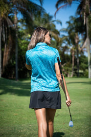 CA Ladies Funky Golf Shirt | Teal Roses