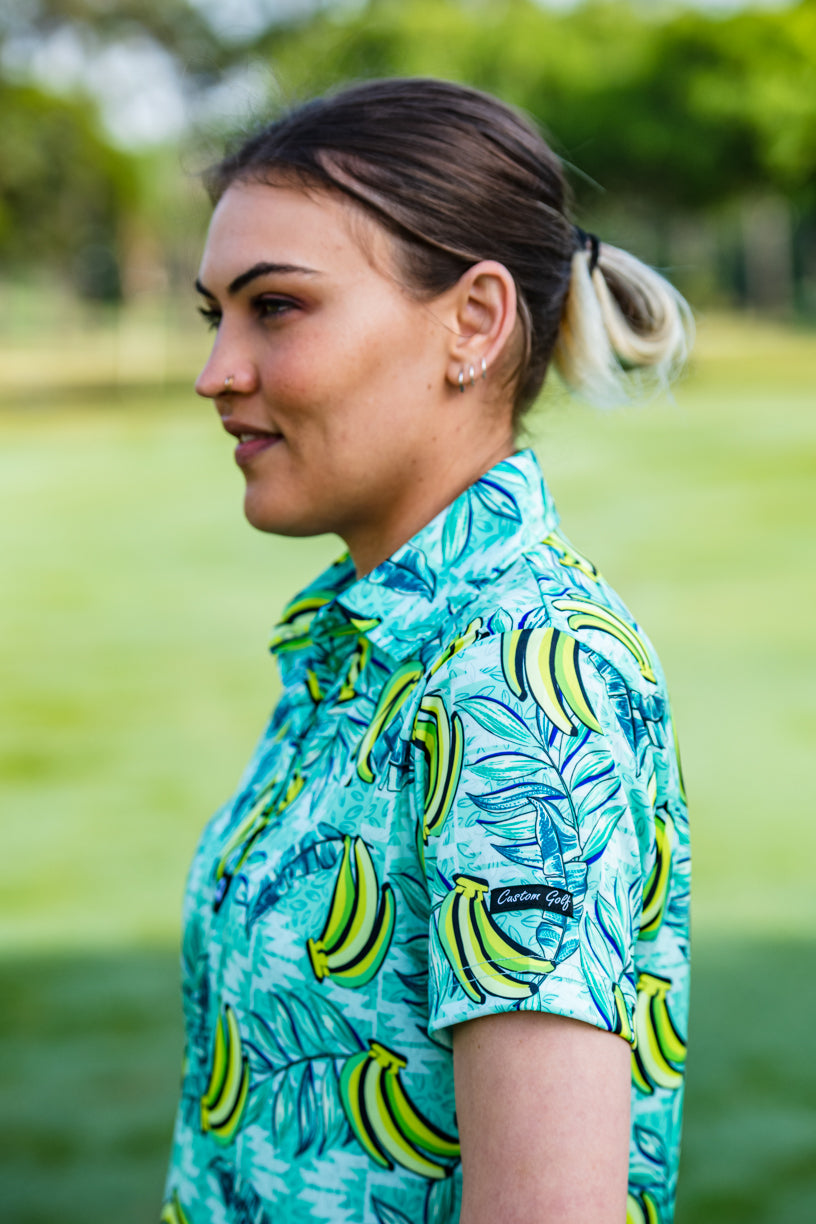 CA Ladies Funky Golf Shirt | Green Bananas