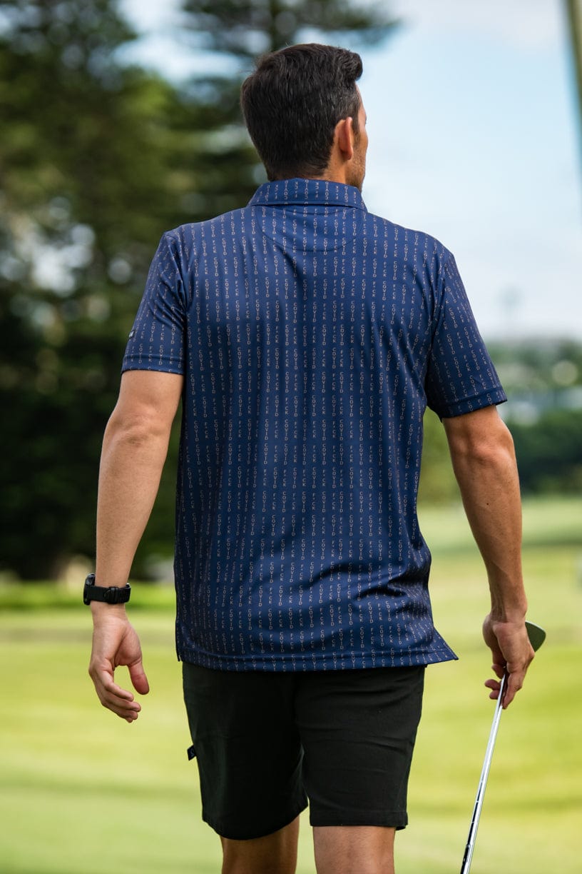 CA Funky Golf Shirt | Navy/Gold F*ck Covid