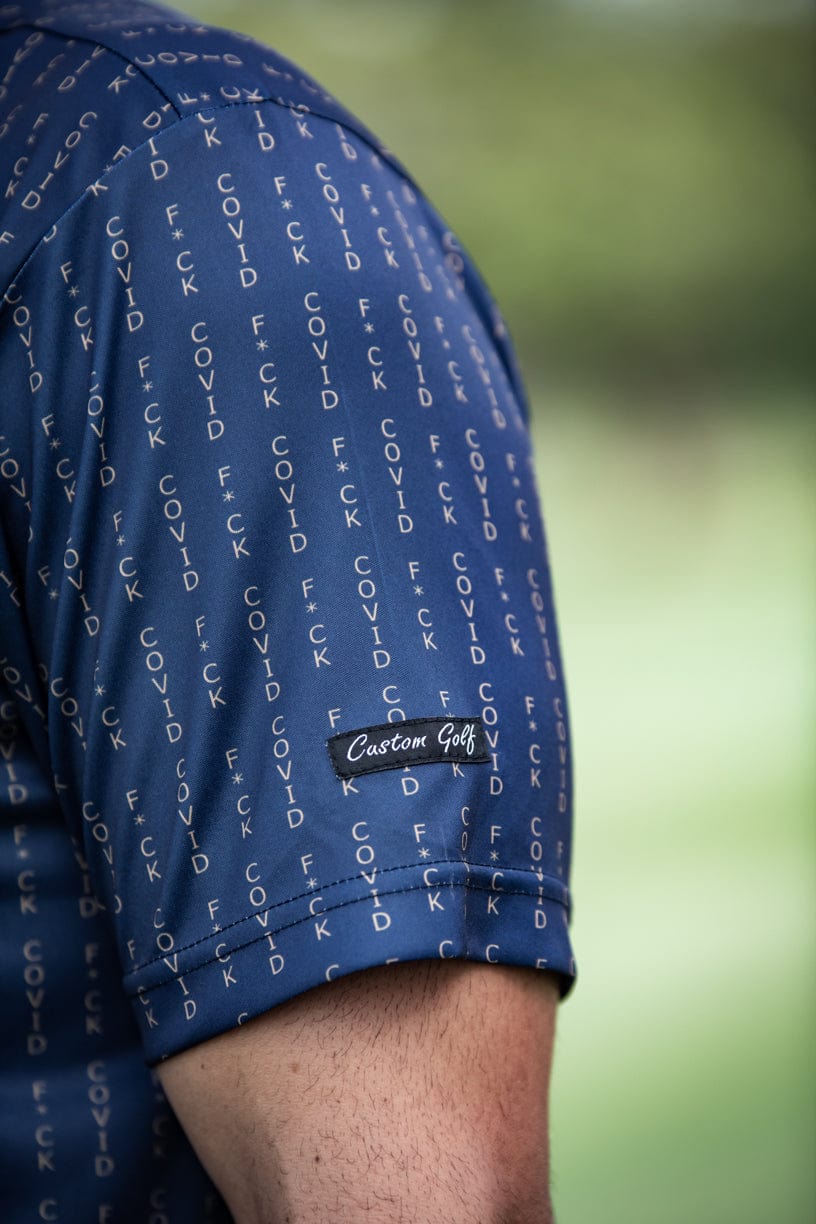 CA Funky Golf Shirt | Navy/Gold F*ck Covid