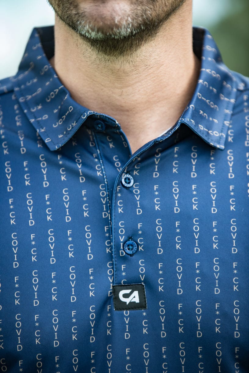 CA Funky Golf Shirt | Navy/Gold F*ck Covid