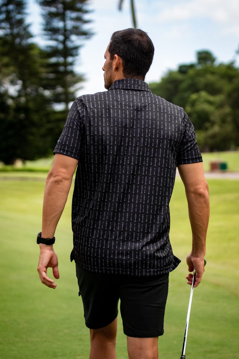 CA Funky Golf Shirt | Black/white F*ck Covid