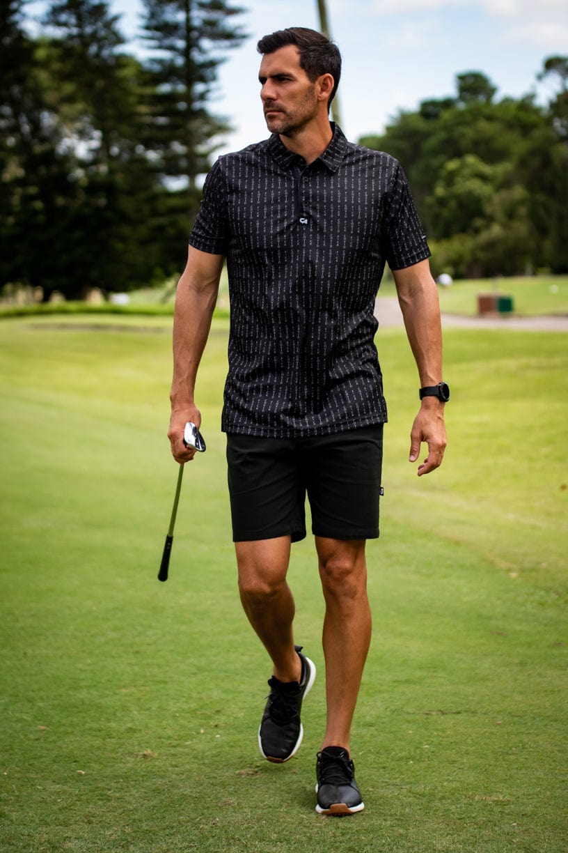 CA Funky Golf Shirt | Black/white F*ck Covid