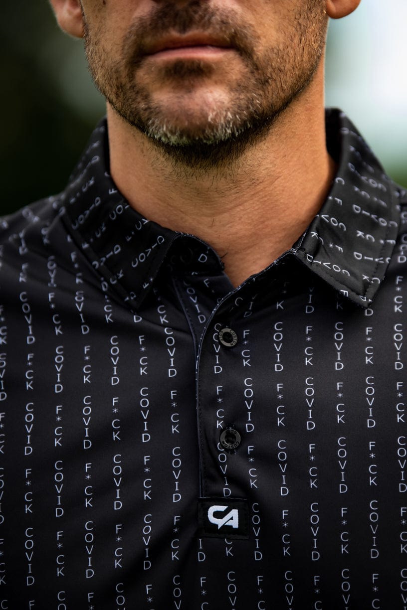 CA Funky Golf Shirt | Black/white F*ck Covid