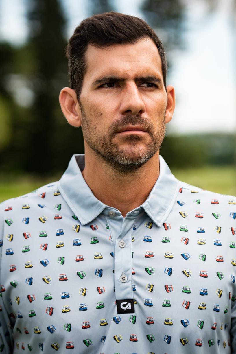 CA Premium Golf Shirt | Light Grey Lets Go Carting