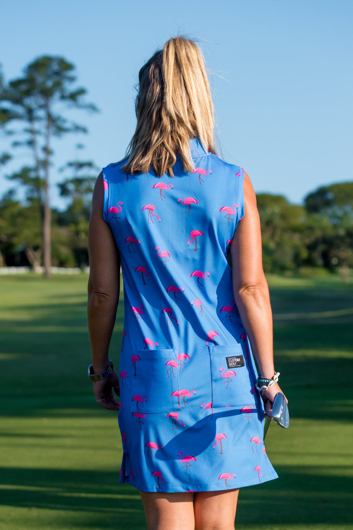 CA Funky Golf Dress | Blue-Dotted Flamingo