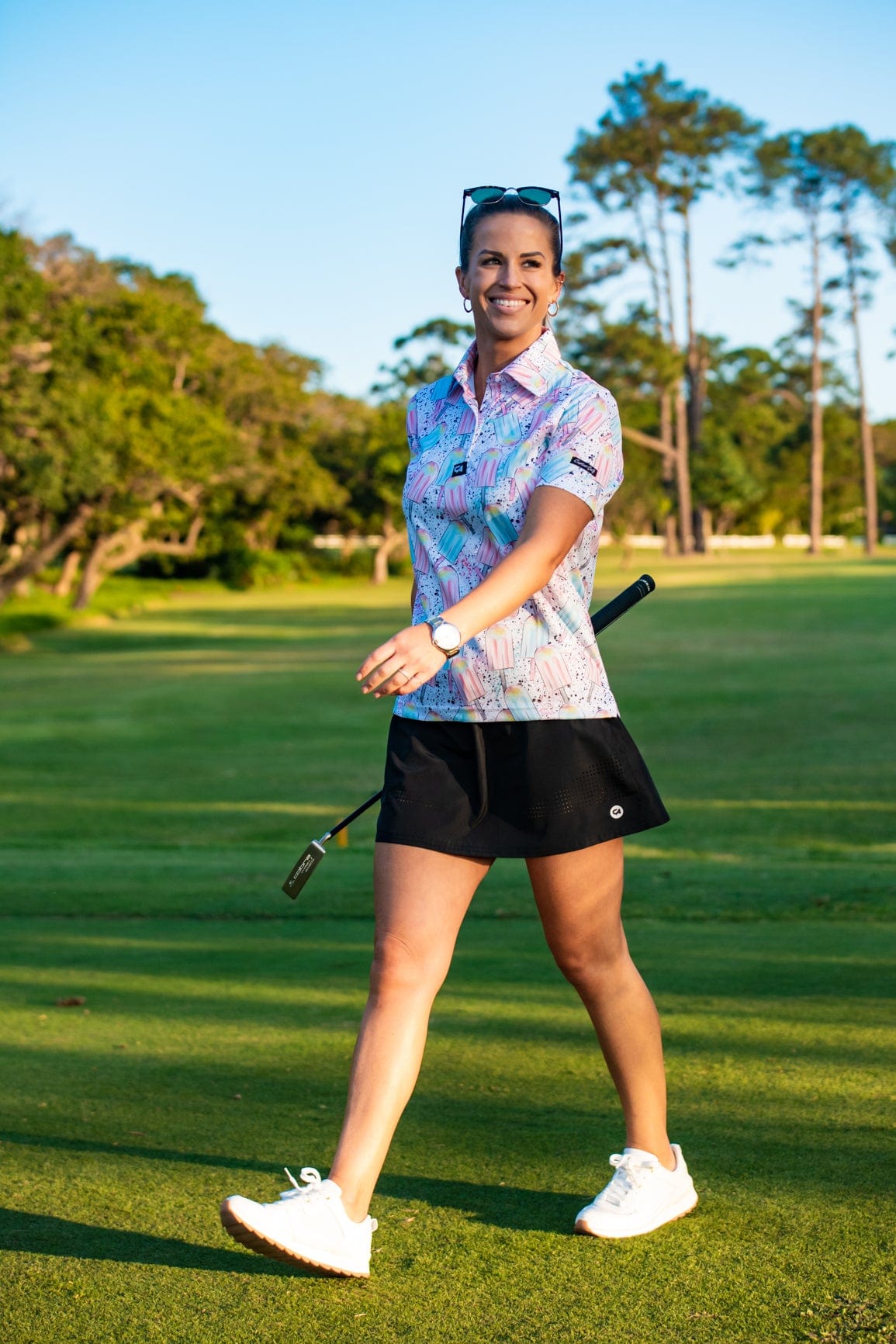 CA Ladies Funky Golf Shirt | Splattered Ice-Creams