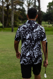 CA Funky Golf Shirt | Black & White Paint Splatter