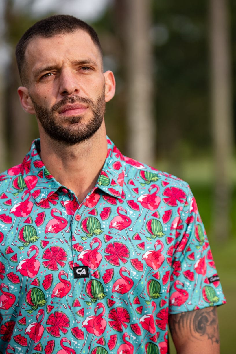 CA Funky Golf Shirt | Tropical Flamingo
