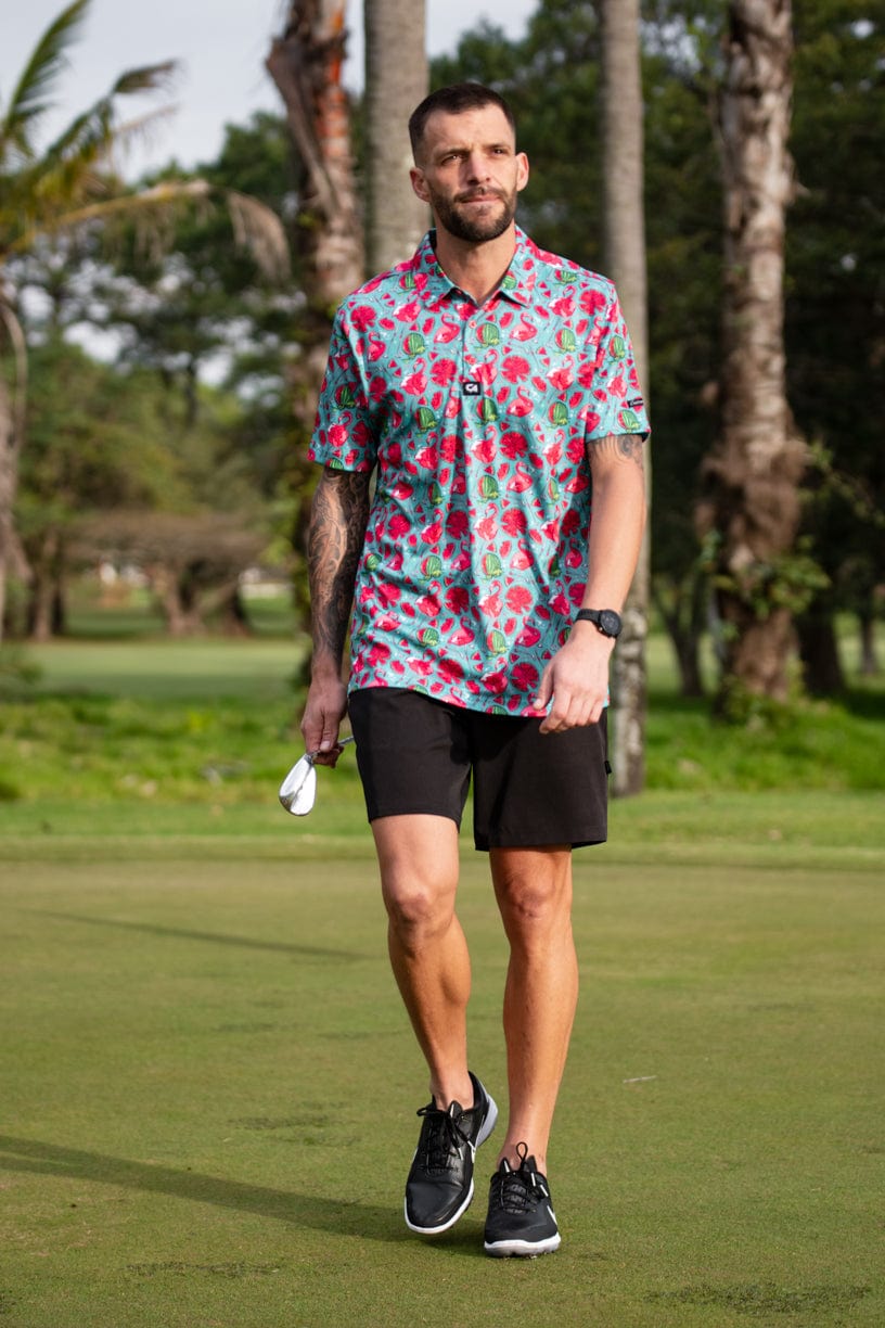CA Funky Golf Shirt | Tropical Flamingo