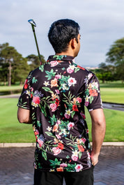 CA Funky Golf Shirt | Black Floral