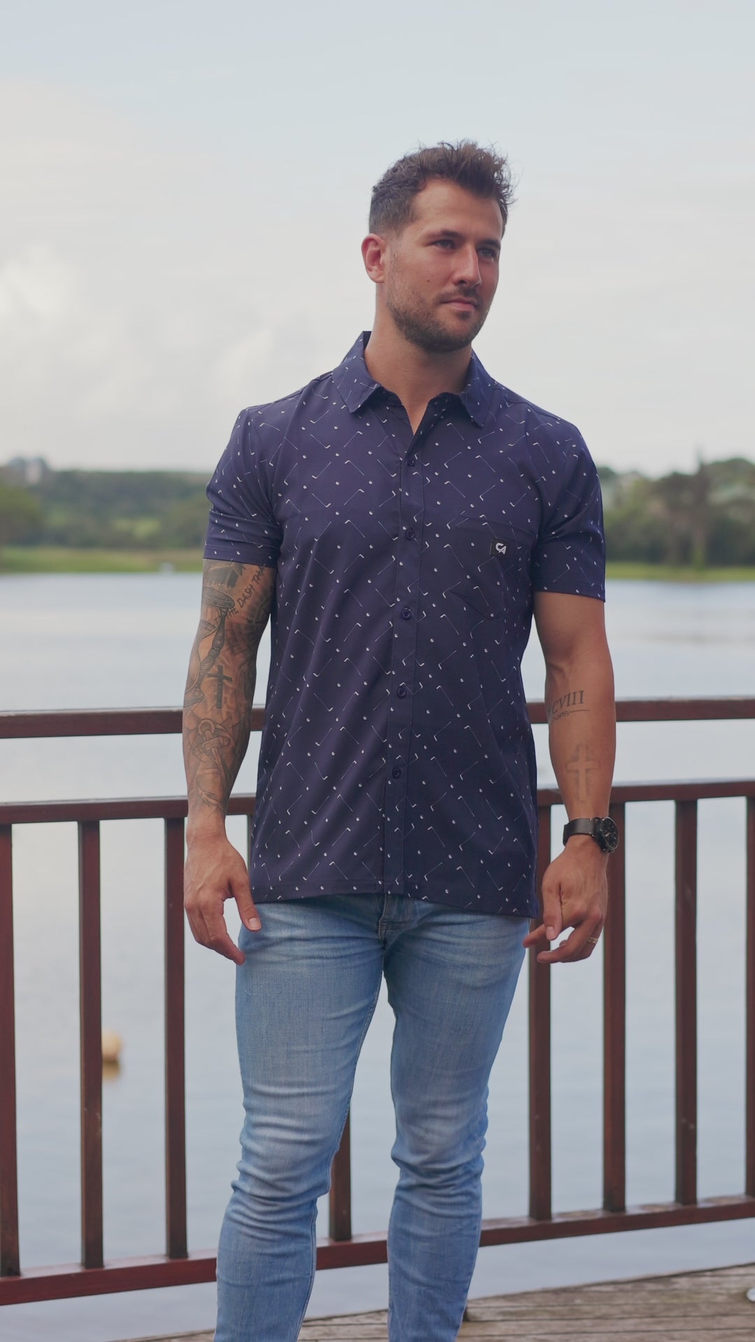 CA Mens Button-Up | Navy Clubs