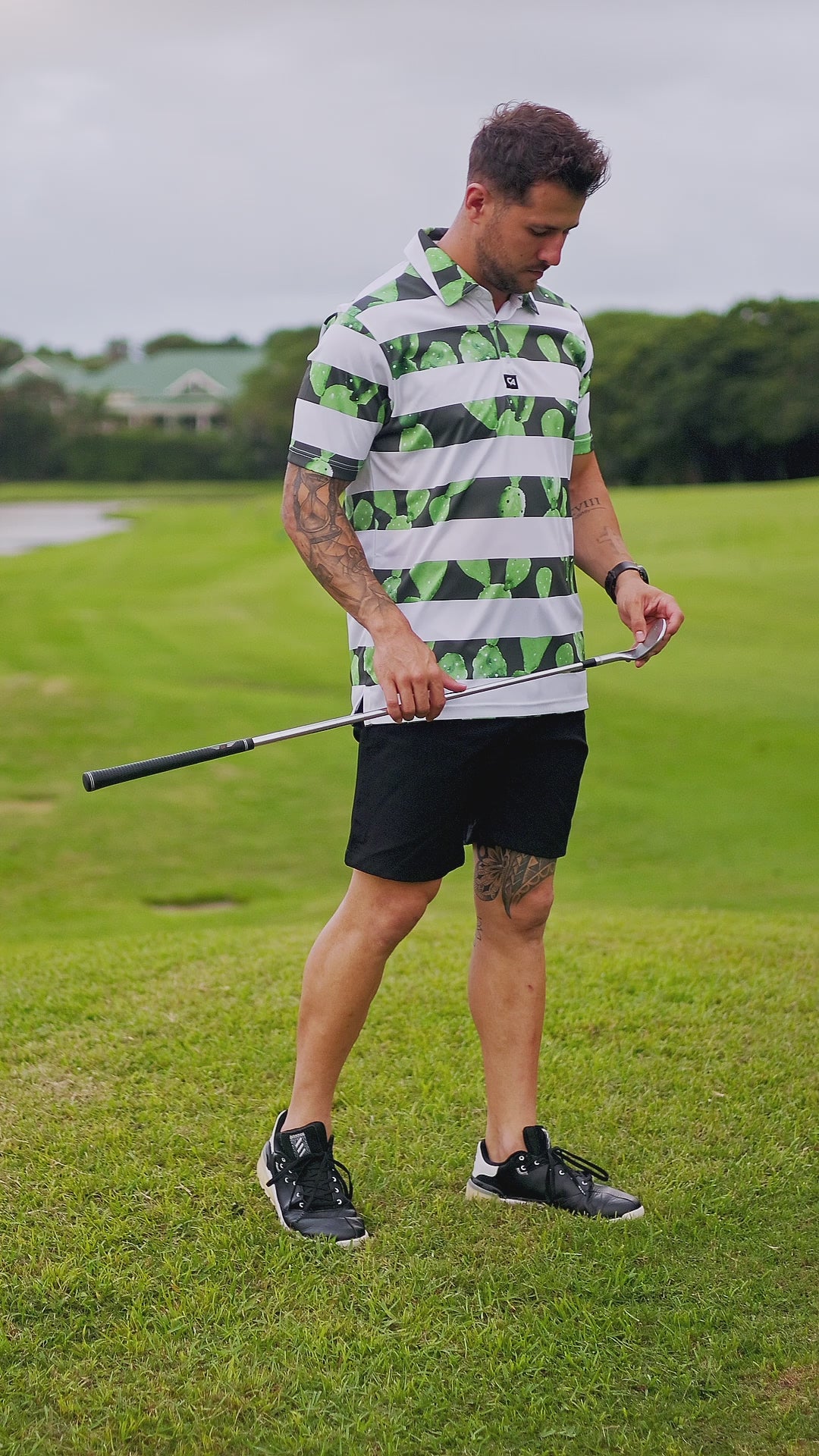CA Funky Golf Shirt | Cactus Stripes