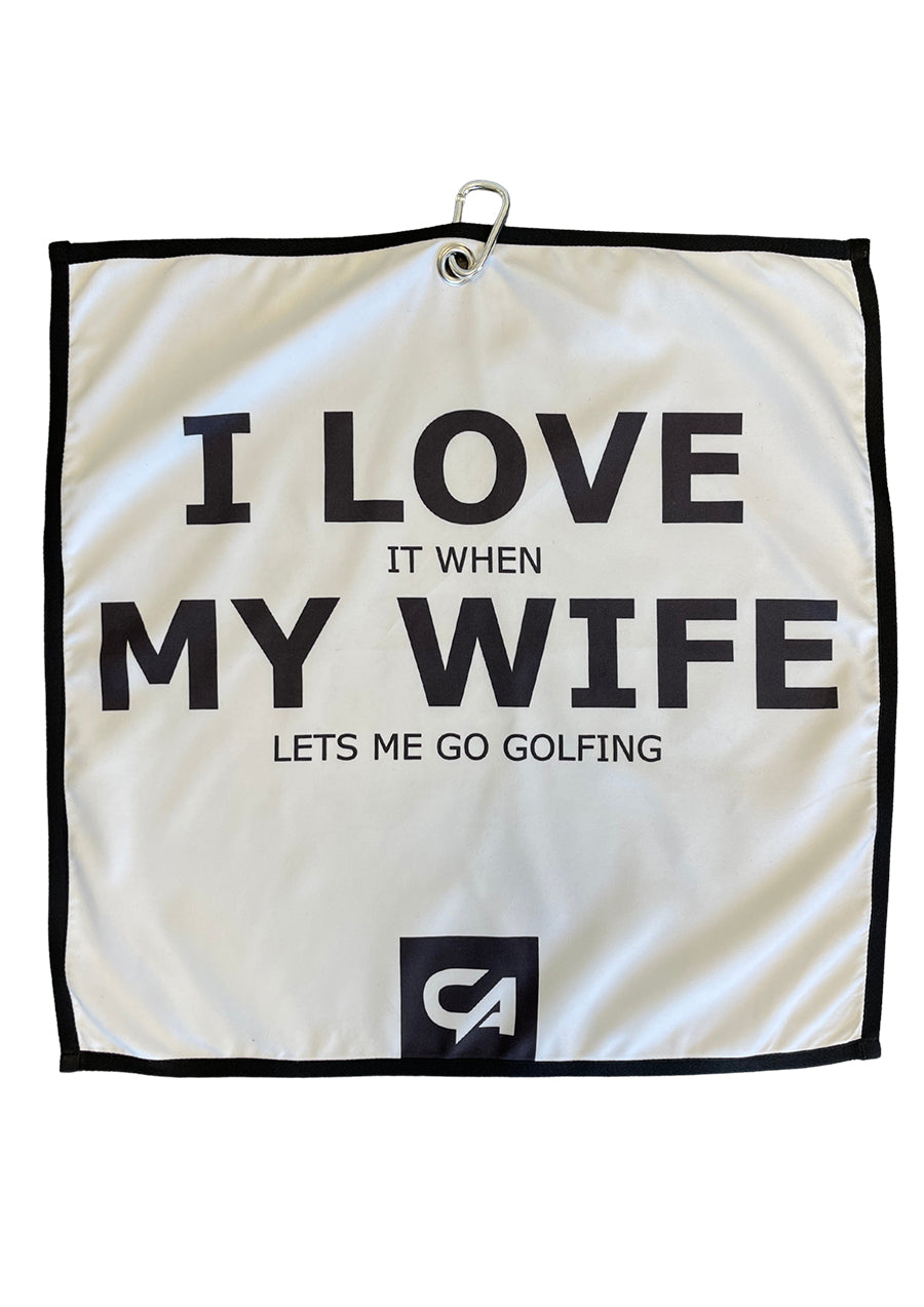 CA Microfiber Golf Towel | I Love My Wife