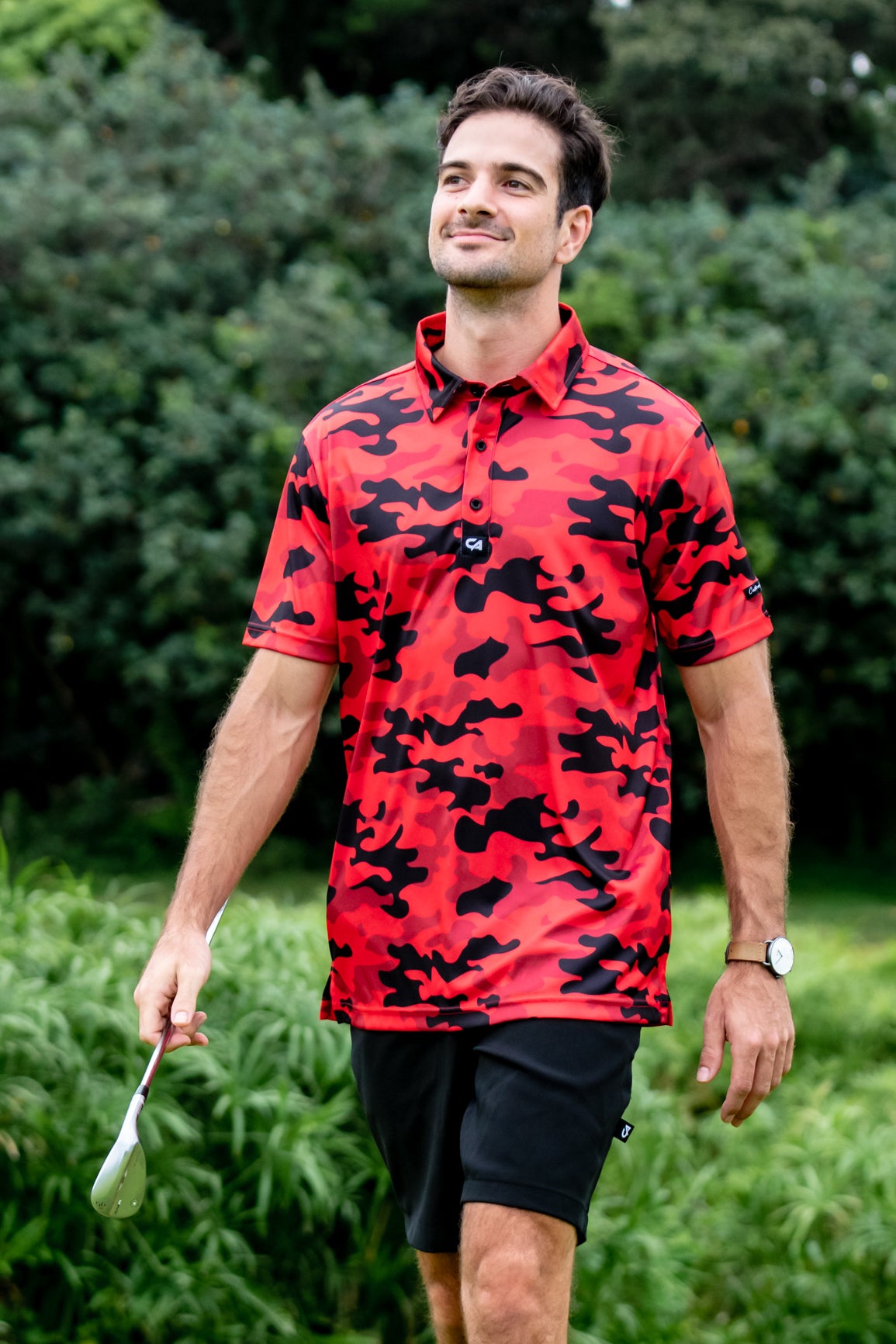 CA Funky Golf Shirt | Red Camo