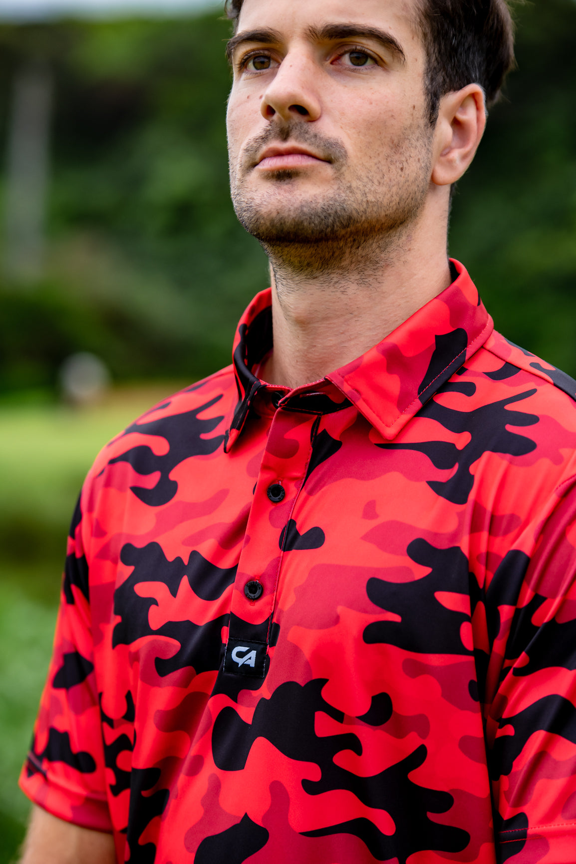 CA Funky Golf Shirt | Red Camo