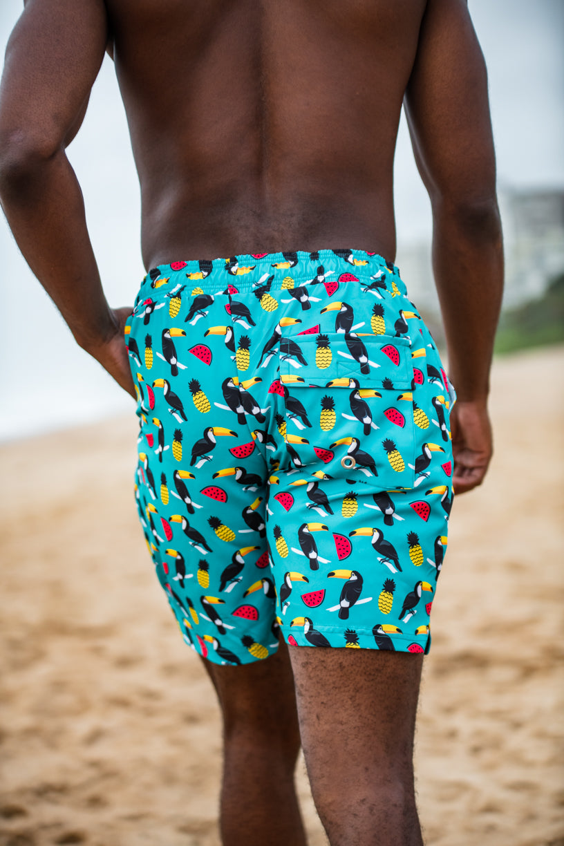 CA Hybrid Board Shorts | Turquoise Toucans