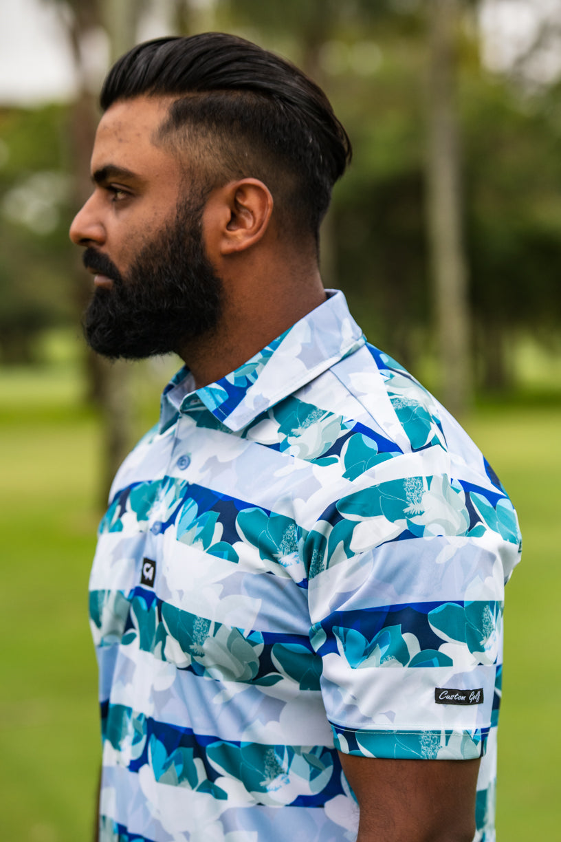 CA Funky Golf Shirt | Striped Floral