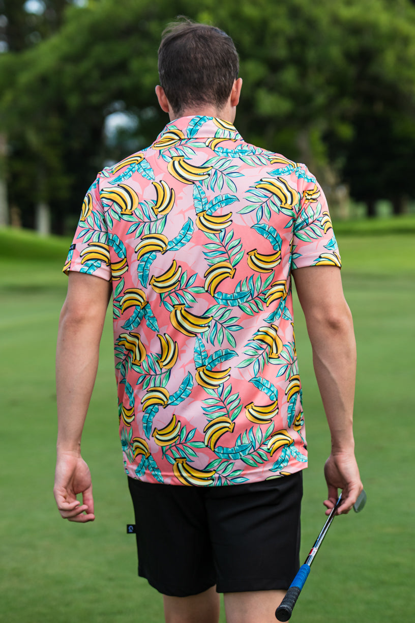 CA Funky Golf Shirt | Coral Bananas