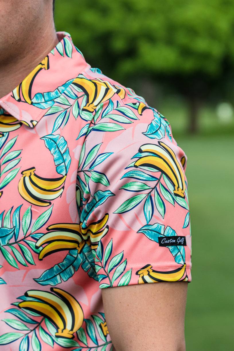 CA Funky Golf Shirt | Coral Bananas